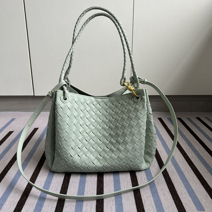 Damen Woven Leather Tote Bag mit verstellbarem Schultergurt Drune