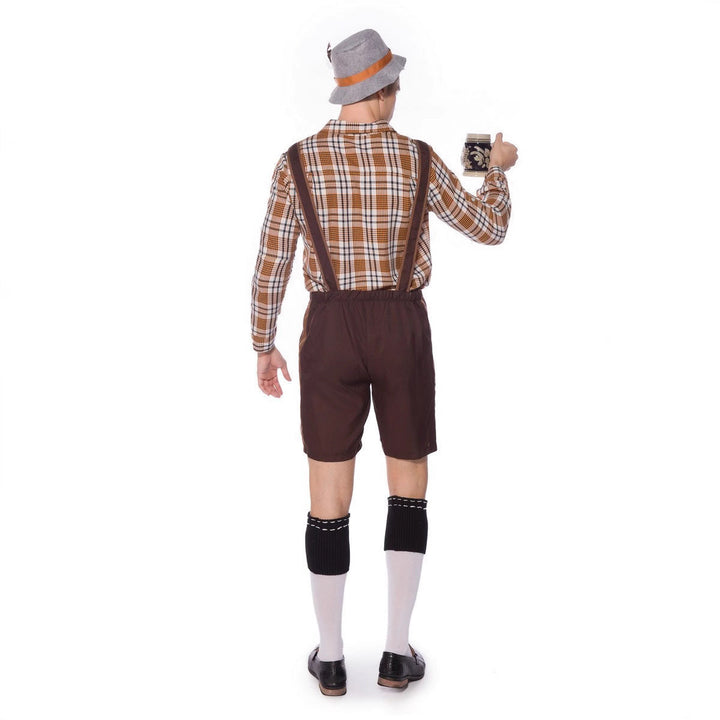 Damen Trachten-Latzhose mit kariertem Oberteil und dekorativer Stickerei Drune