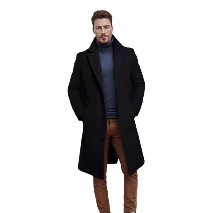 Herren eleganter Langmantel mit strukturiertem Obermaterial und praktischen Taschen Drune