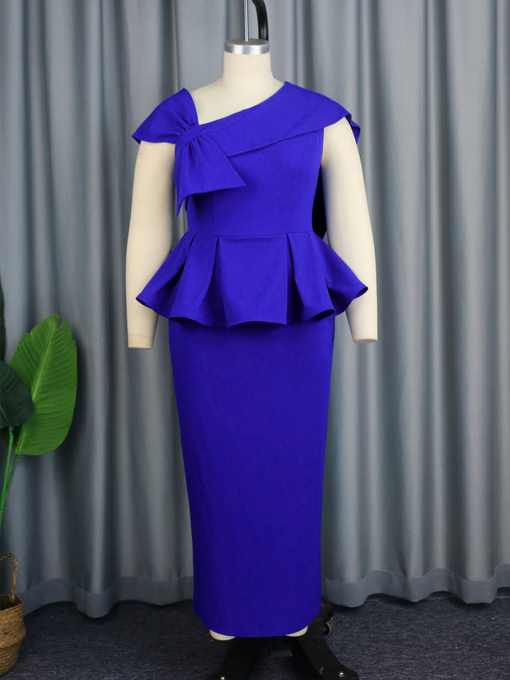 Damen Elegantes Peplum-Kleid mit asymmetrischem Schulterdesign Drune