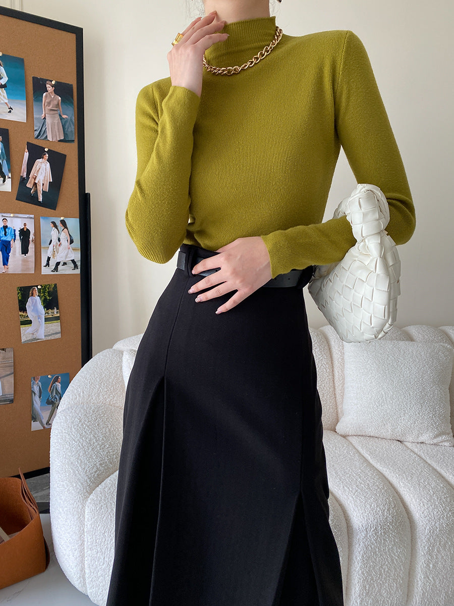 Damen Feinstrickoberteil mit hohem Kragen Drune