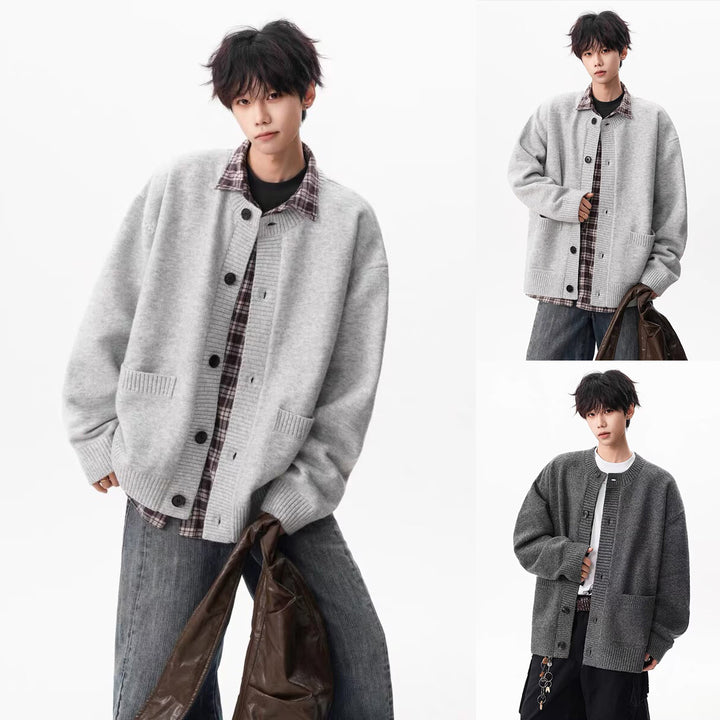 Herren Gemütliche Strickjacke mit Knopfleiste Drune