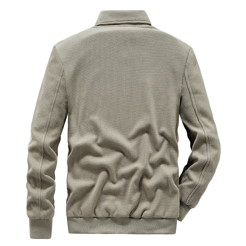 Herren Waffelstrick-Blouson mit Stehkragen, Reißverschluss und Brusttasche Drune