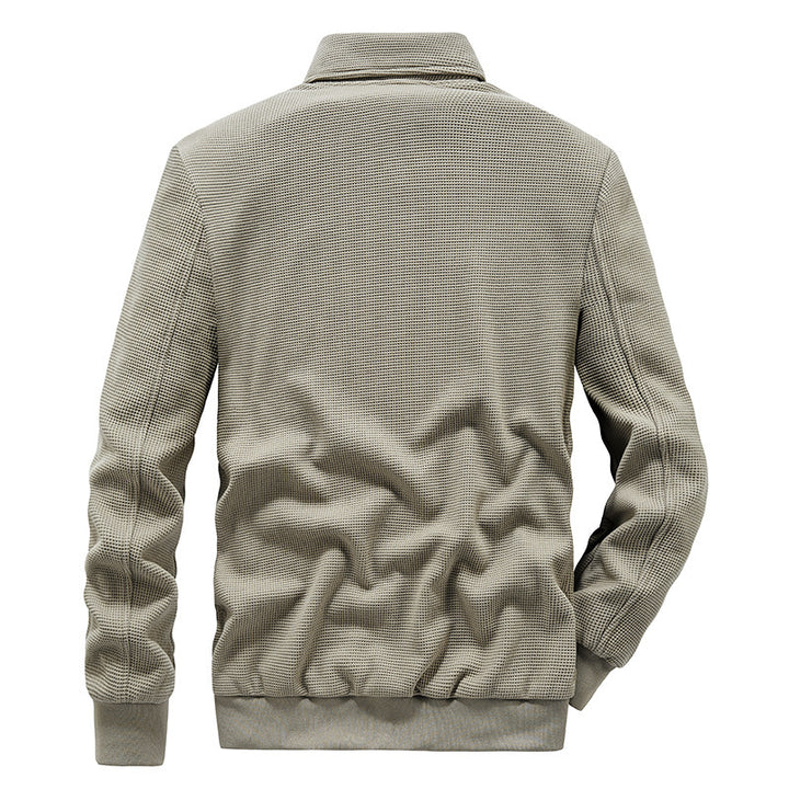 Herren Waffelstrick-Blouson mit Stehkragen, Reißverschluss und Brusttasche Drune
