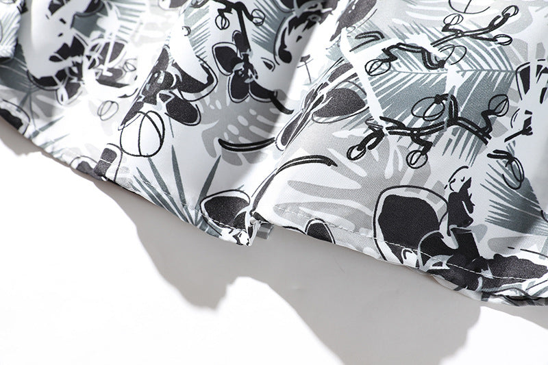 Herren Oversize-Knopfhemd mit grafischem Allover-Print und lockerem Relaxed-Schnitt Drune