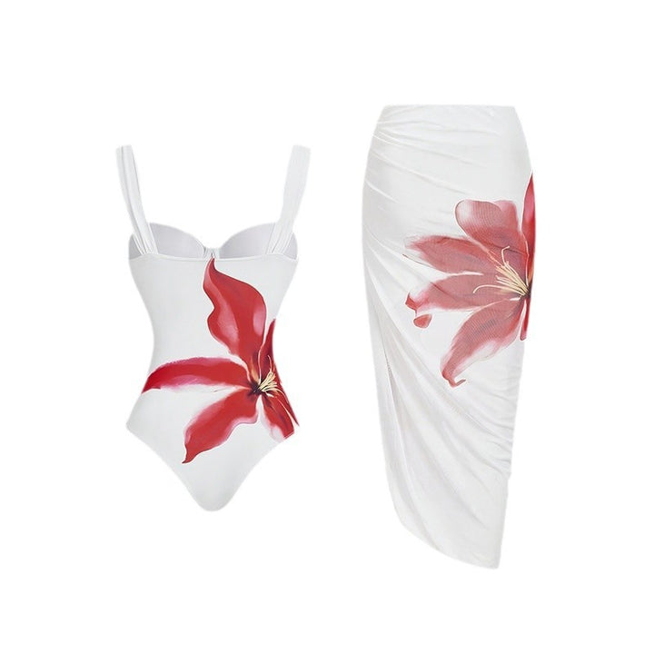 Damen Eleganter Wickel-Badeanzug mit floralem Design Drune