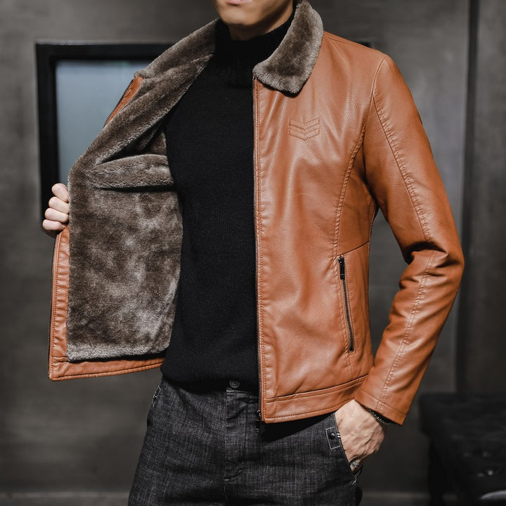Herren Lederoptik-Pilotenblouson mit Teddykragen und Reißverschluss Drune