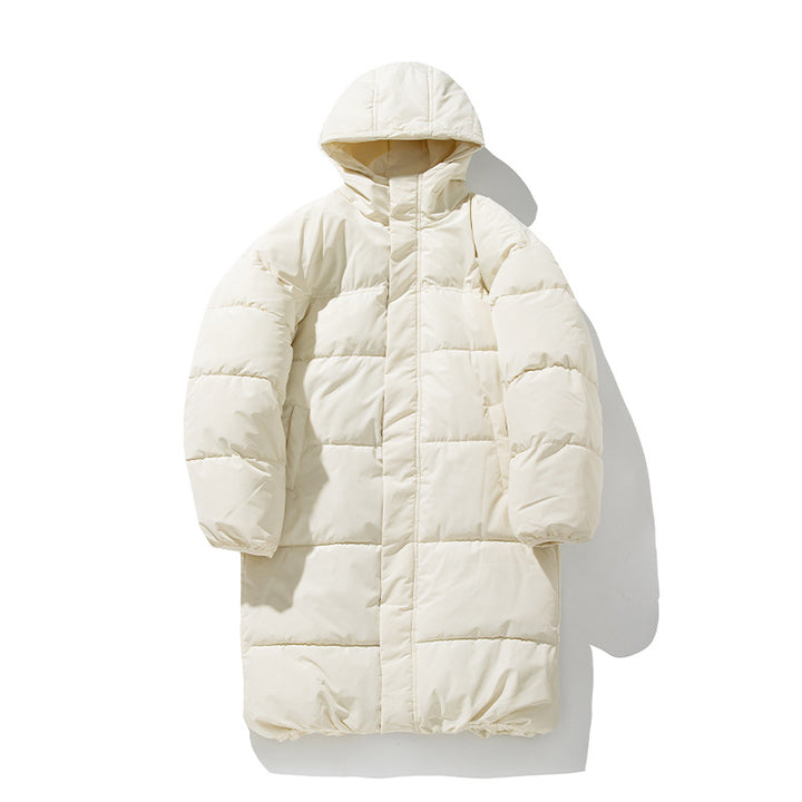 Unisex Langer Steppparka im Clean-Look mit Kapuze, Thermofüllung und verstellbarem Saum Drune