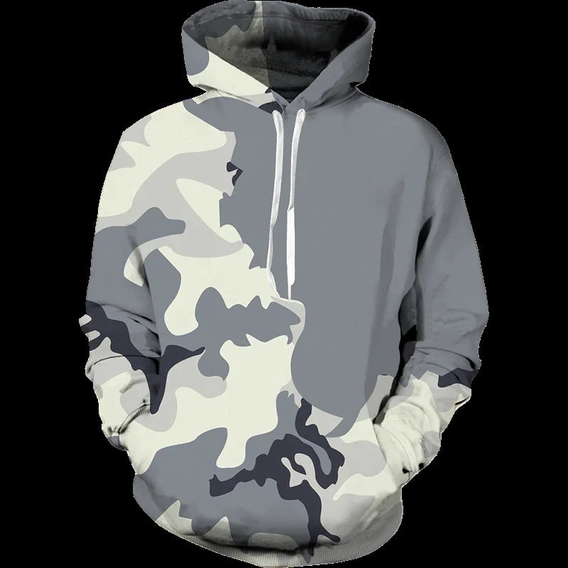 Damen Lässiger Kapuzenpullover mit Camouflage-Design Drune