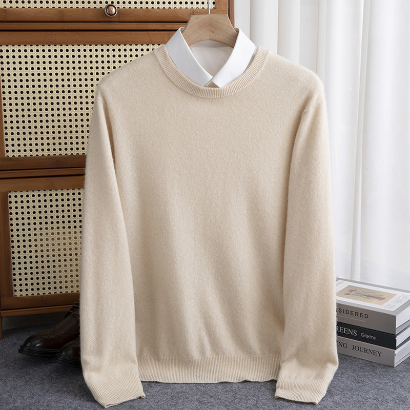 Herren Schlichter Rundhals-Feinstrickpullover kaschmirähnliche Haptik mit gerippten Abschlüssen Drune