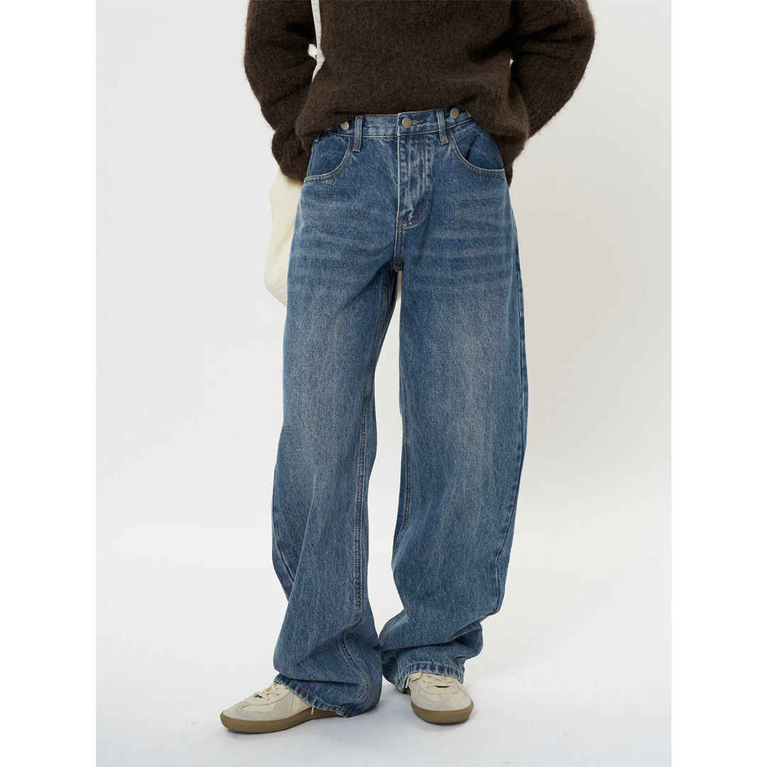 Damen Relaxte Vintage-Denim Baggy-Jeans mit hohem Bund und extra weitem Bein Drune