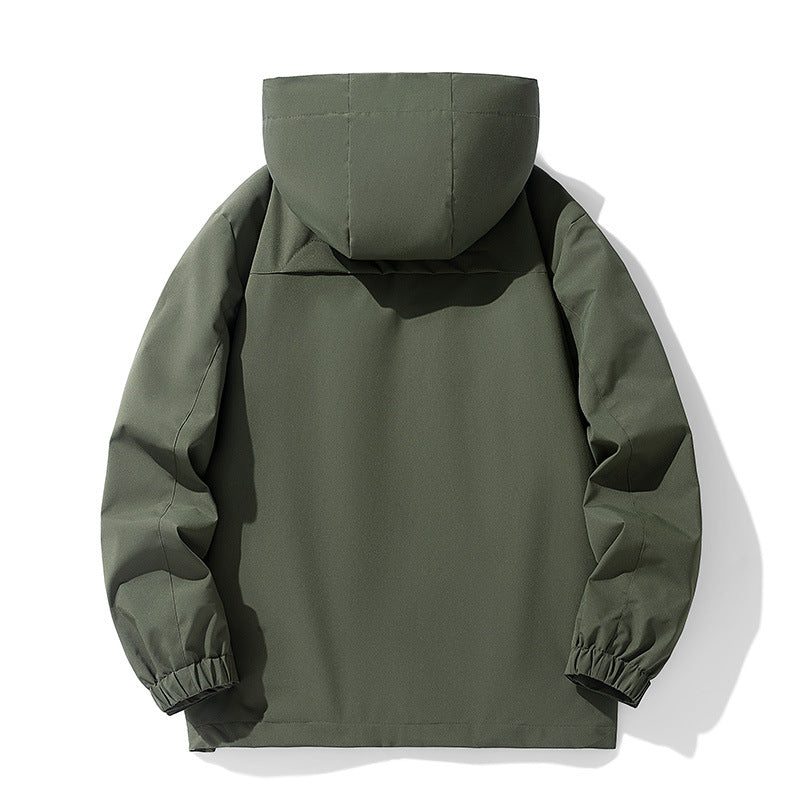 Herren Wasserabweisende Softshell-Outdoorjacke mit Kapuze, atmungsaktivem Netzfutter und verdecktem Reißverschluss Drune