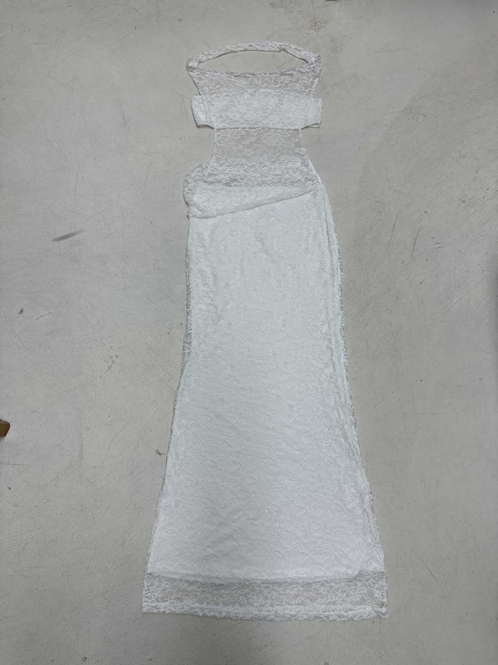 Damen Spitzenkleid mit elegantem Schnürdetail und figurbetontem Schnitt Drune