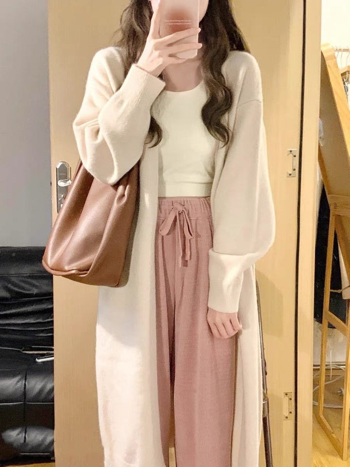 Damen Langer Strickmantel aus hochwertigem Material mit praktischen Taschen Drune