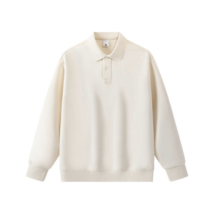 Unisex Oversize-Polo-Sweatshirt mit gerippten Bündchen und Knopfleiste Drune