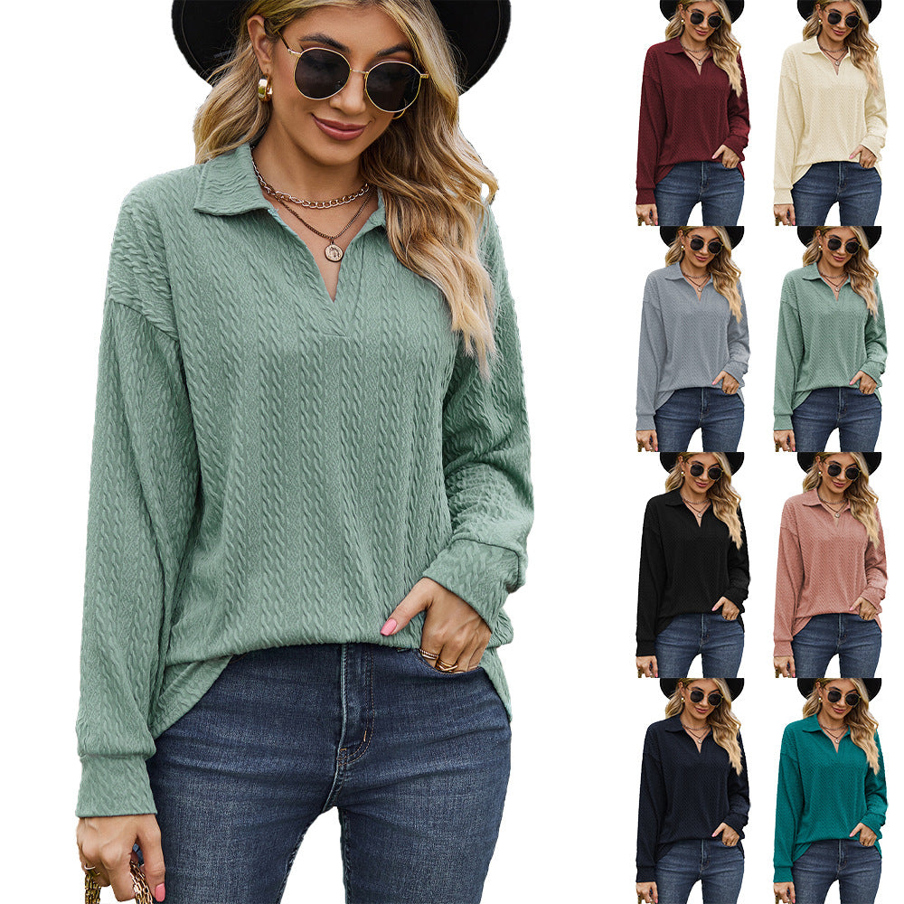 Damen lässiger Pullover mit strukturiertem Kabelmuster Drune
