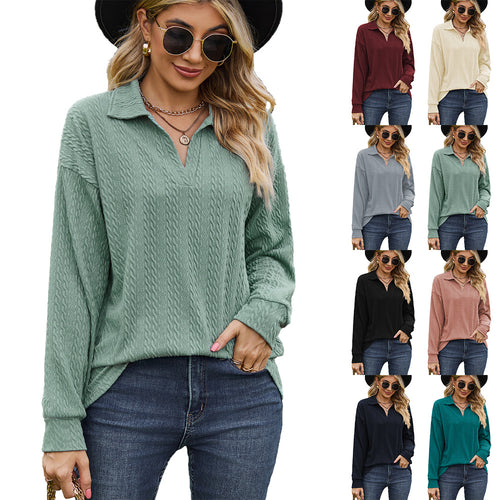 Damen lässiger Pullover mit strukturiertem Kabelmuster Drune