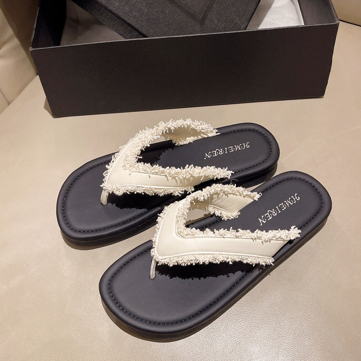 Damen Flip-Flops mit modischem Fransen-Design und komfortabler Sohle Drune
