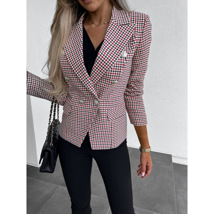 Damen Karierter Blazer im modernen Schnitt mit doppelter Knopfreihe und eleganten Details Drune