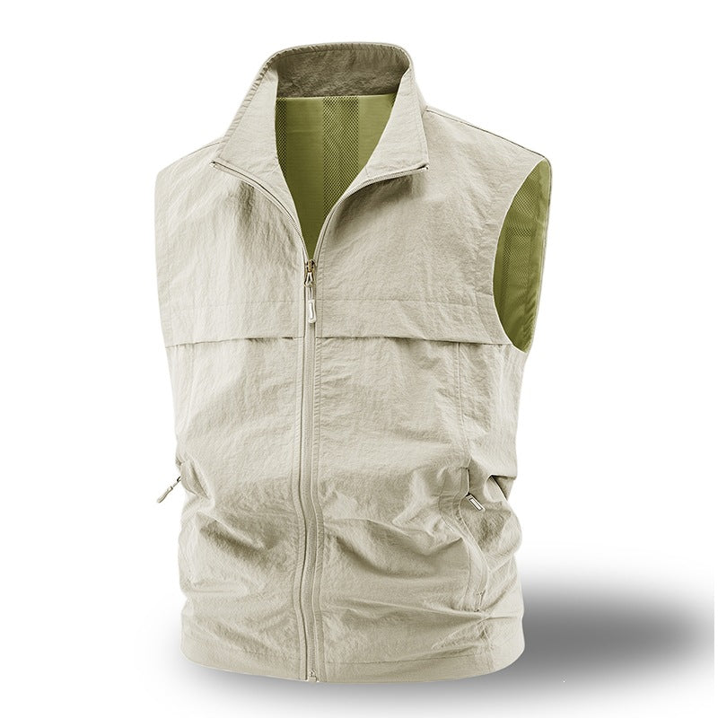 Herren Leichte atmungsaktive Outdoor-Weste mit Mesh-Futter, durchgehendem Reißverschluss & Reißverschlusstaschen Drune