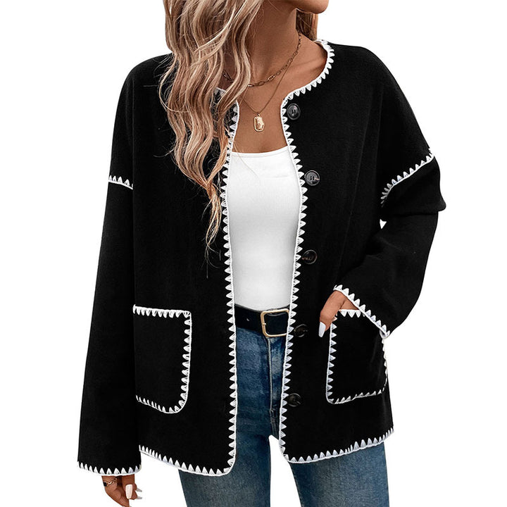 Damen Lässiger Cardigan mit Kontrastnähten Drune