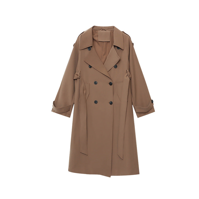 Damen eleganter Trenchcoat mit vielseitigem Design und modischen Details Drune