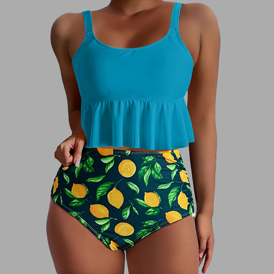 Damen Tankini-Set mit floralen Akzenten und Rüschen Drune