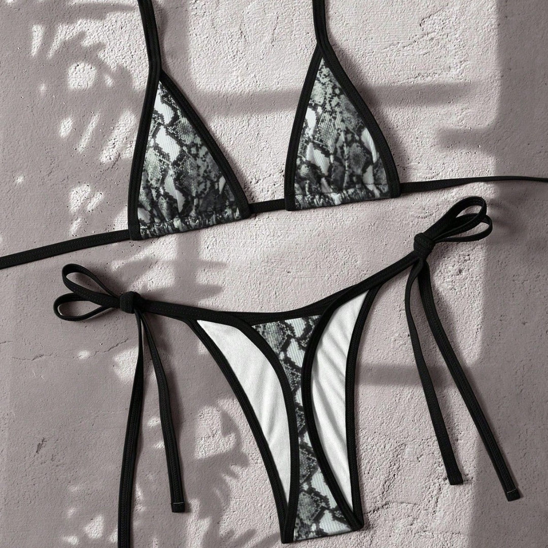 Damen Triangel-Bikini mit modischem Schlangenmotiv Drune