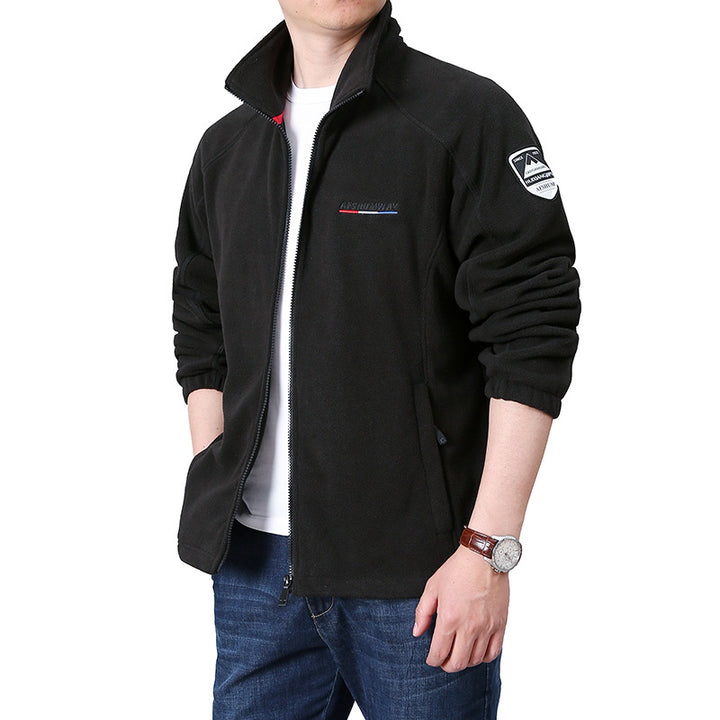 Herren Fleece-Outdoorjacke mit Stehkragen und durchgehendem Reißverschluss Drune