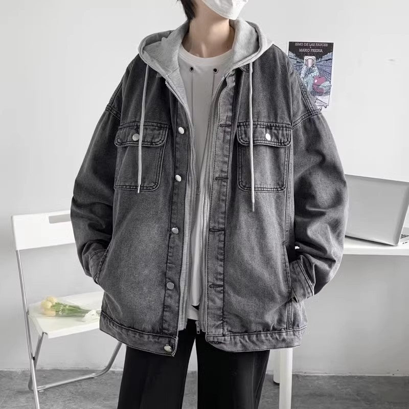 Herren Lässige Overshirt-Jacke mit Kapuze Drune
