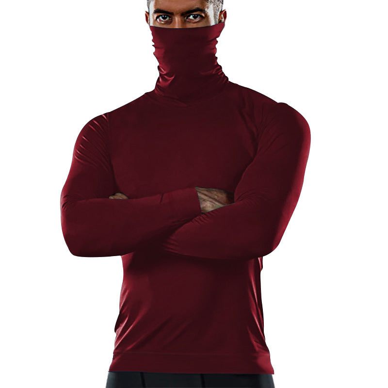 Herren funktionales Langarmshirt mit hohem Kragen und feuchtigkeitsregulierendem Material Drune