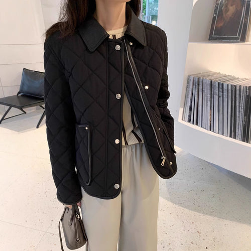 Damen Stylische gesteppte Jacke mit hohem Kragen Drune