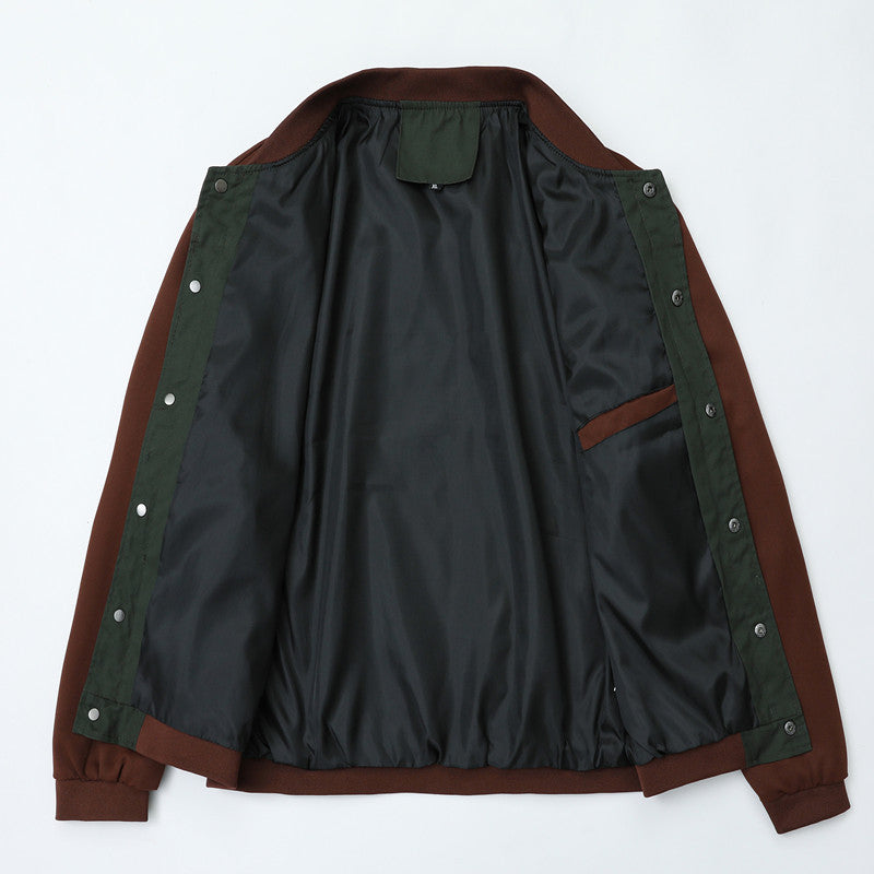 Herren sportlich-elegante Collegejacke mit Druckknopfleiste und kontrastierenden Einsätzen Drune