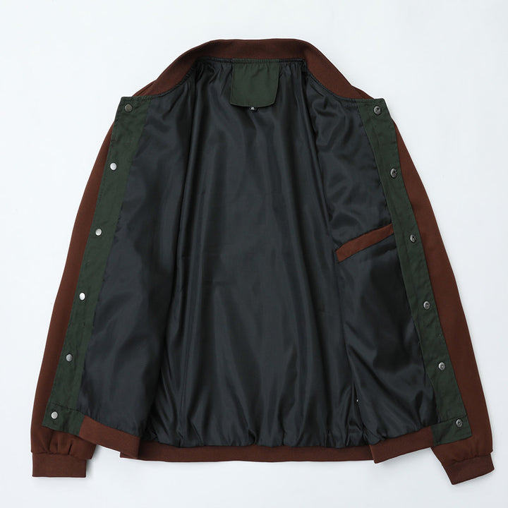 Herren sportlich-elegante Collegejacke mit Druckknopfleiste und kontrastierenden Einsätzen Drune