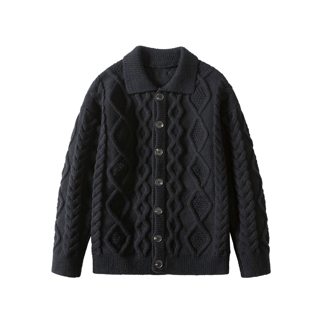 Herren Grobstrick Jacke mit Stehkragen Drune
