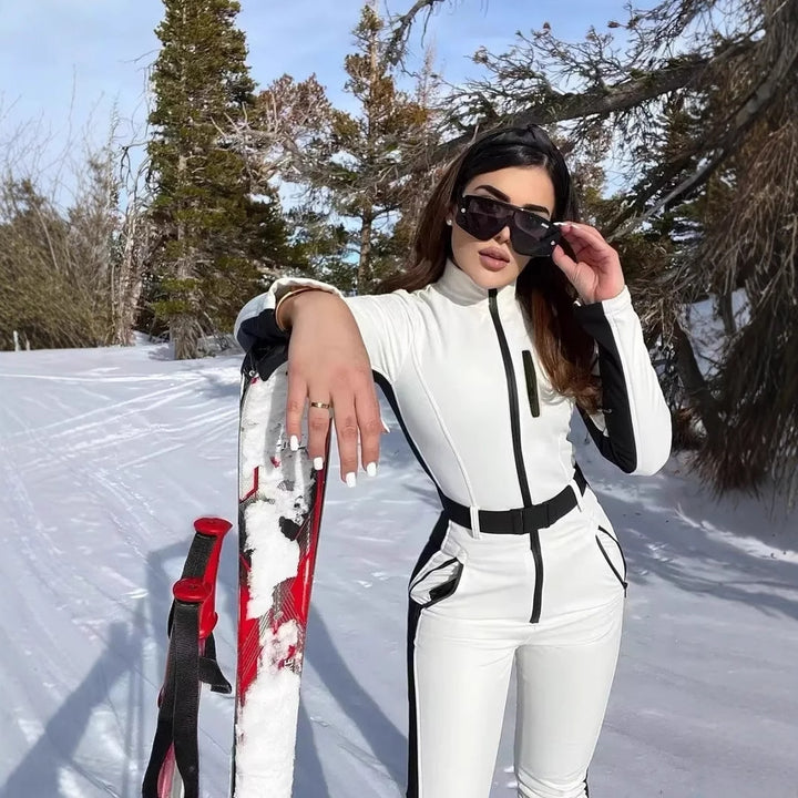 Damen 200+ taillierter Skioverall mit Taillengürtel und winddichter Funktionsmembran Drune
