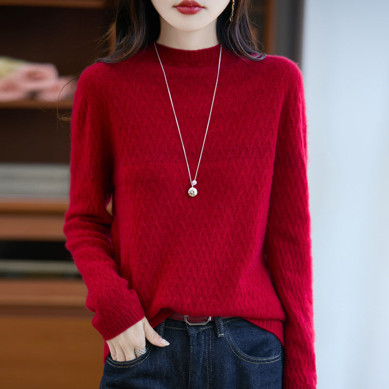 Damen Weicher Feinstrick‑Pullover mit kurzem Mockneck, leichter Mohair‑Optik und entspannter Silhouette Drune