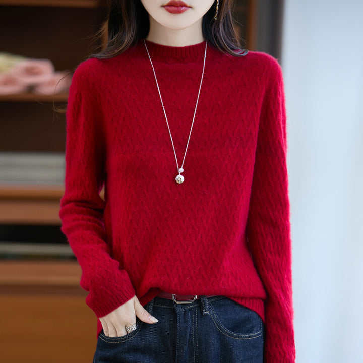 Damen Weicher Feinstrick‑Pullover mit kurzem Mockneck, leichter Mohair‑Optik und entspannter Silhouette Drune