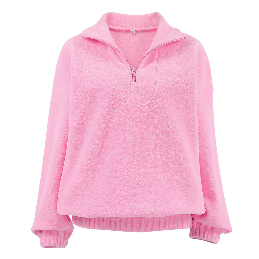 Damen Hochwertiger Fleece-Pullover mit kurzem Reißverschluss Drune
