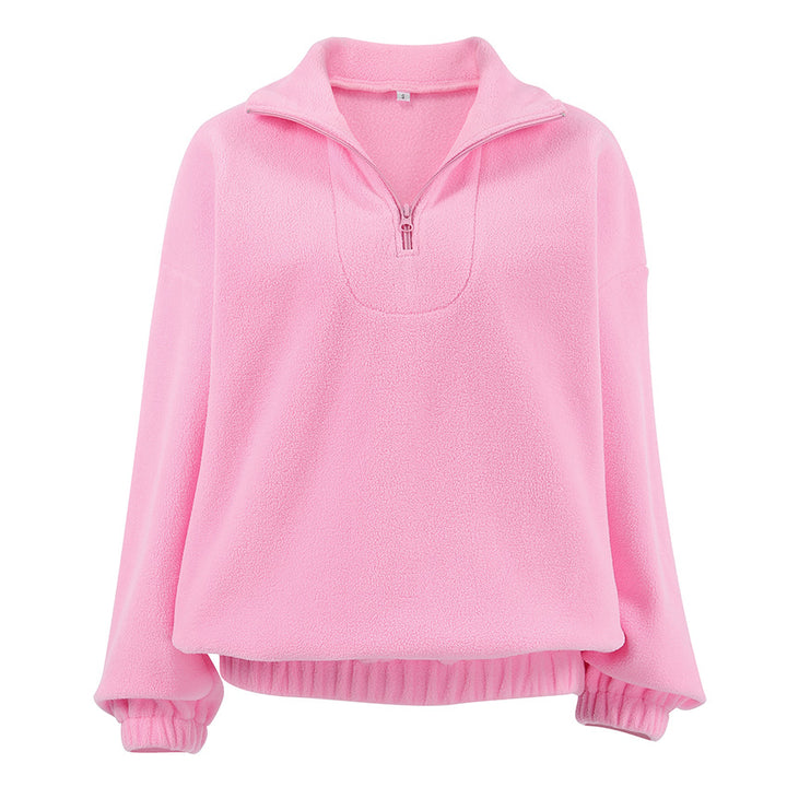 Damen Hochwertiger Fleece-Pullover mit kurzem Reißverschluss Drune