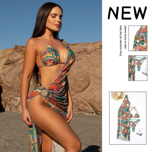 Damen Bikini mit verspieltem Wickeldesign und modischem Mustermix Drune