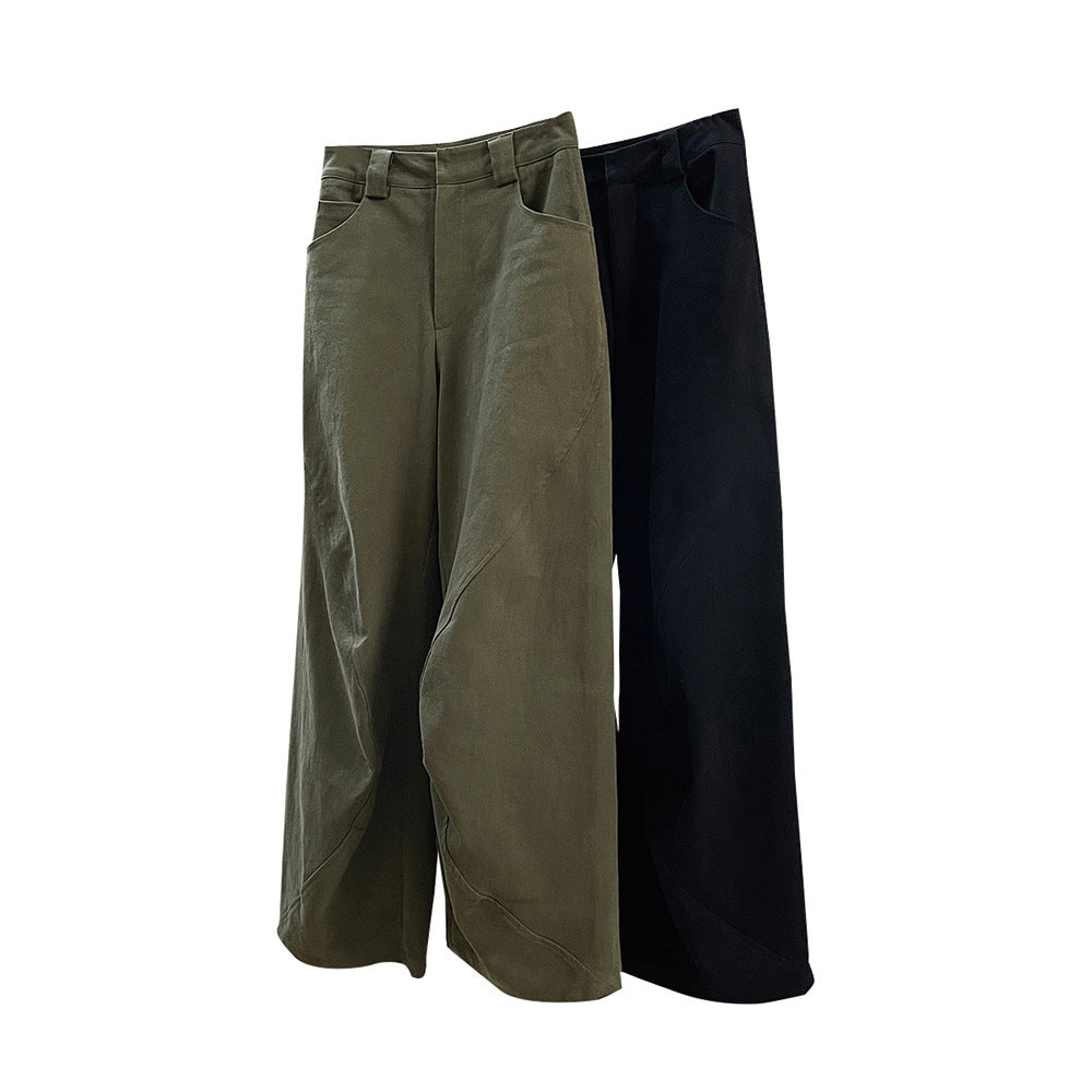 Damen Weite High‑Waist Cargo-Baggy-Hose mit aufgesetzter Klappentasche Drune