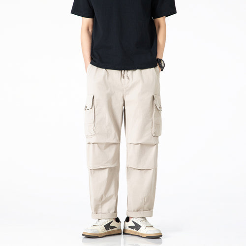 Herren Relaxed-Fit Multi-Taschen Cargo-Hose aus leichtem Baumwollmix Drune
