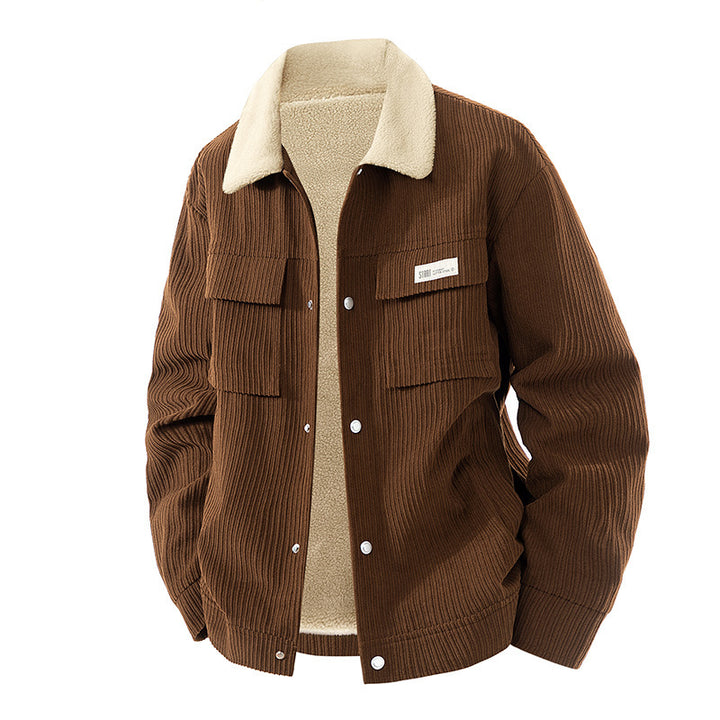 Herren Modische Cordjacke mit Fleecefutter Drune