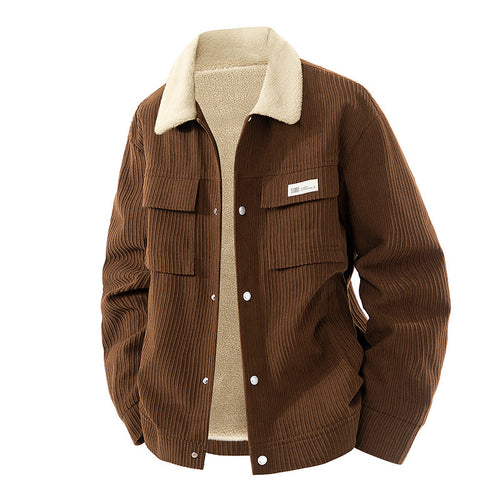 Herren Modische Cordjacke mit Fleecefutter Drune