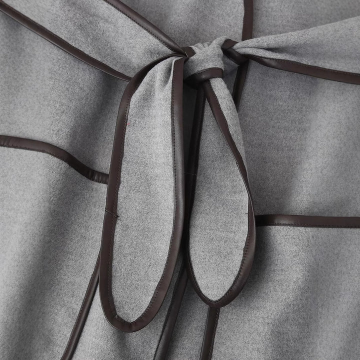 Damen nan Oversized Kimono-Wickelmantel mit Bindegürtel und Kontrastpaspel Drune