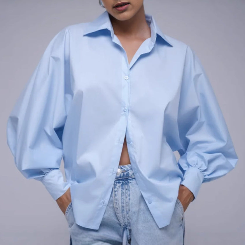 Damen Oversized Hemden mit voluminösen Ärmeln Drune