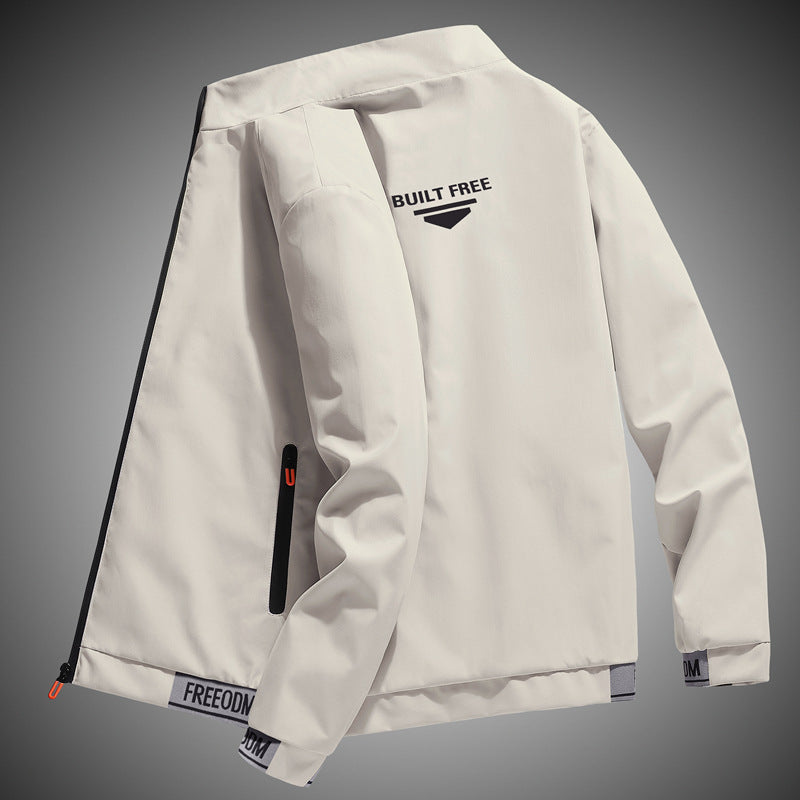 Herren leichter winddichter Freizeitblouson mit Logo-Print, Reißverschlusstaschen und elastischem Saum Drune