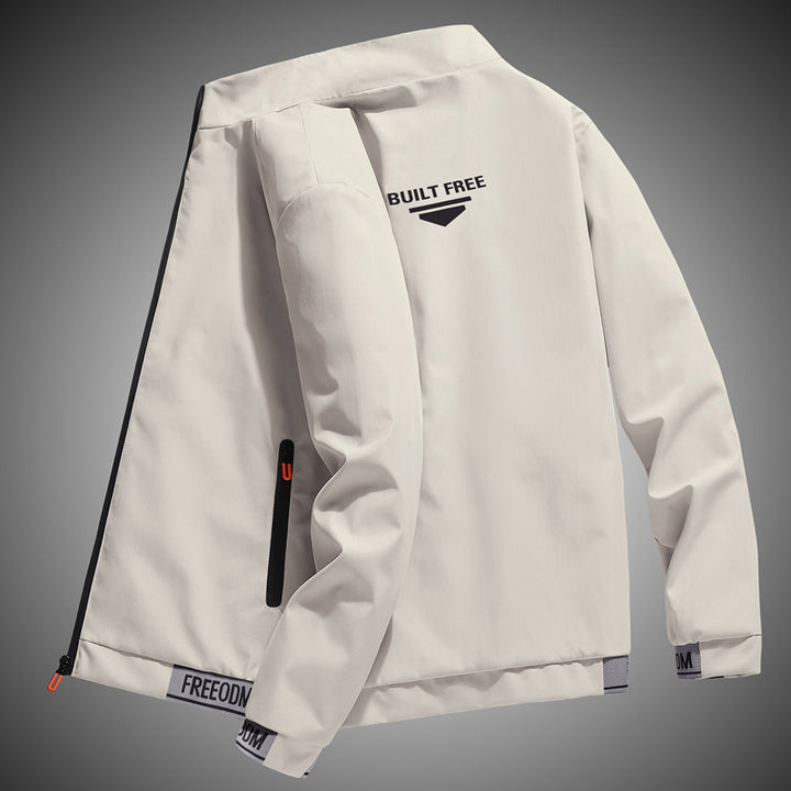 Herren leichter winddichter Freizeitblouson mit Logo-Print, Reißverschlusstaschen und elastischem Saum Drune
