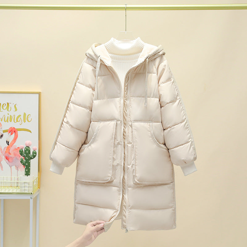 Damen Langer isolierter Pufferparka mit abnehmbarer Kapuze und großen Taschen Drune